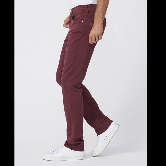 PAIGE Lennox Slim Fit Five Pockets Red Bordeaux Velvet Pants Size 28 - Picture 6 of 12